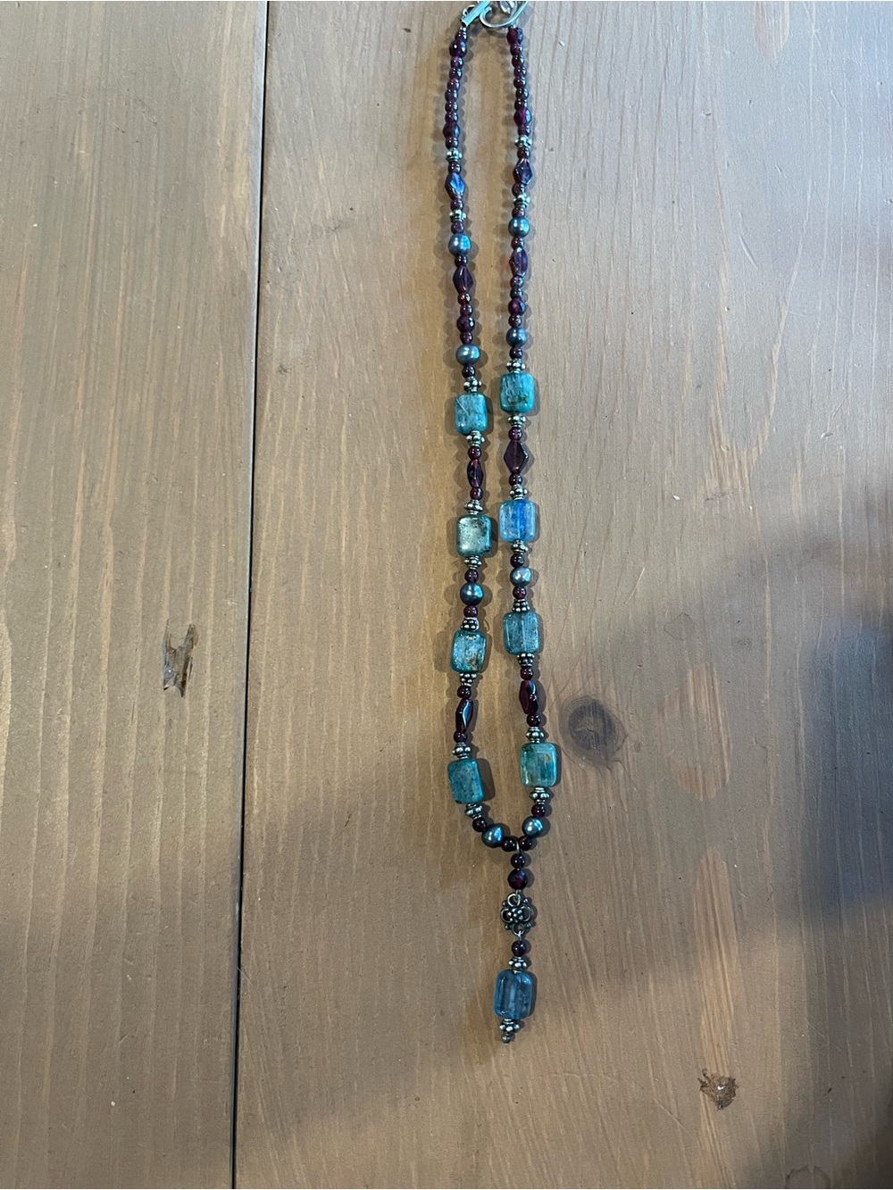 Kyanite garnet handmade heart clasp necklace